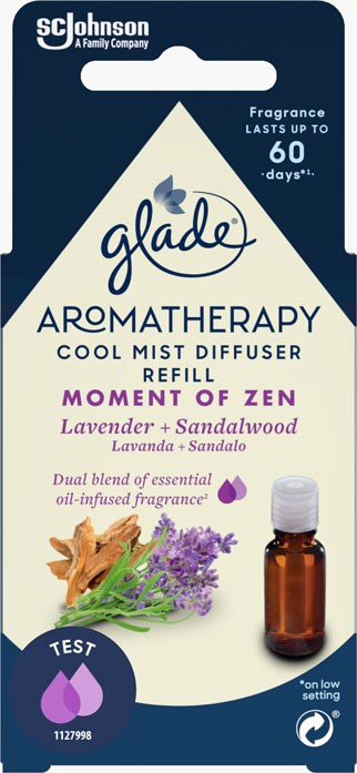 Glade® Aromatherapy Cool Mist Diffuser Moment of Zen – Пълнител – Лавандула и Сандалово дърво 