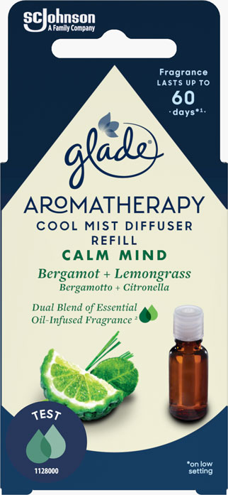 Glade® Aromatherapy Cool Mist Diffuser Calm Mind – Пълнител - Бергамонт и Лимонова трева