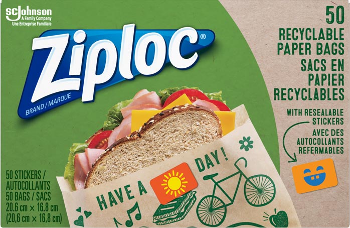 Sacs en papier recyclable de marque Ziploc®