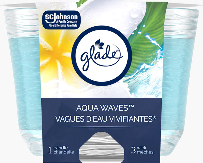 Glade® Chandelle à trois mèches - Vagues D`eau Vivifiantes®