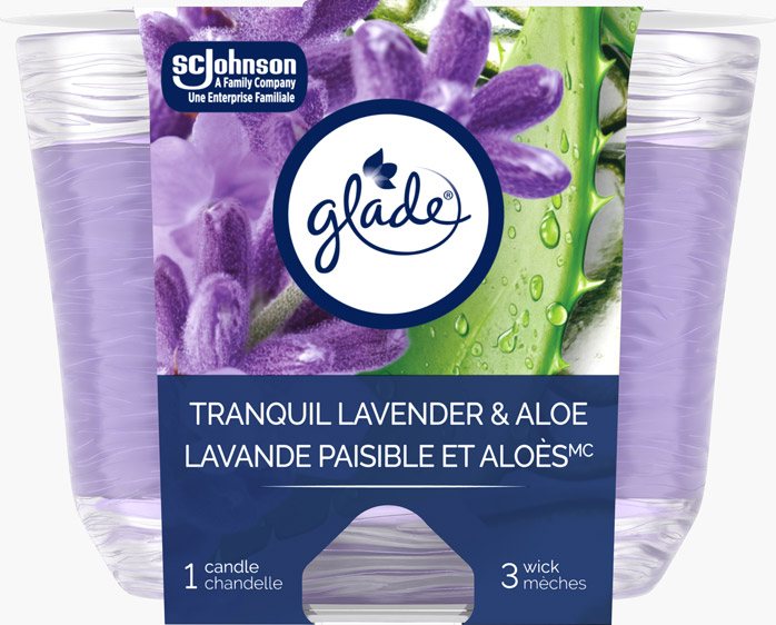 Glade® Chandelle à trois mèches - Lavande Paisible et Aloès™