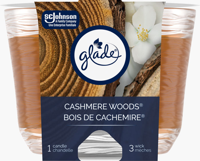 Glade® Chandelle à trois mèches - Bois de Cachemire®