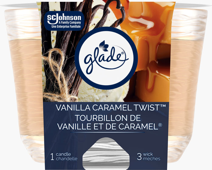 Glade® Chandelle à trois mèches - Tourbillon de vanille et de caramel®