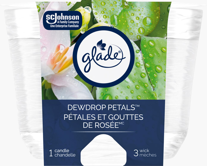 Glade® Chandelle à trois mèches - Pétales et Gouttes de Rosée™