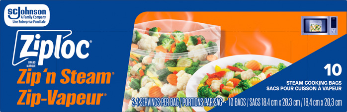 Ziploc® Brand Zip 'n Steam® Steam Cooking Bags
