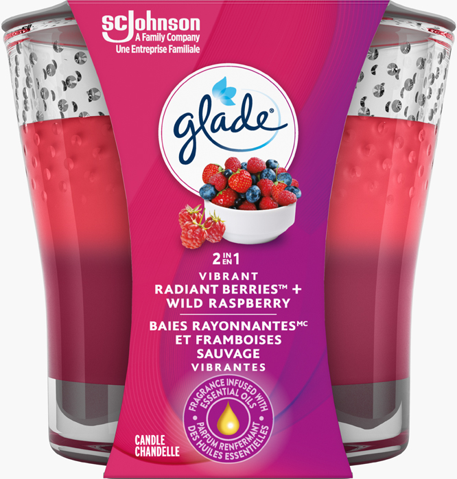 Glade® 2in1 Candle - Radiant Berries™ & Wild Raspberry