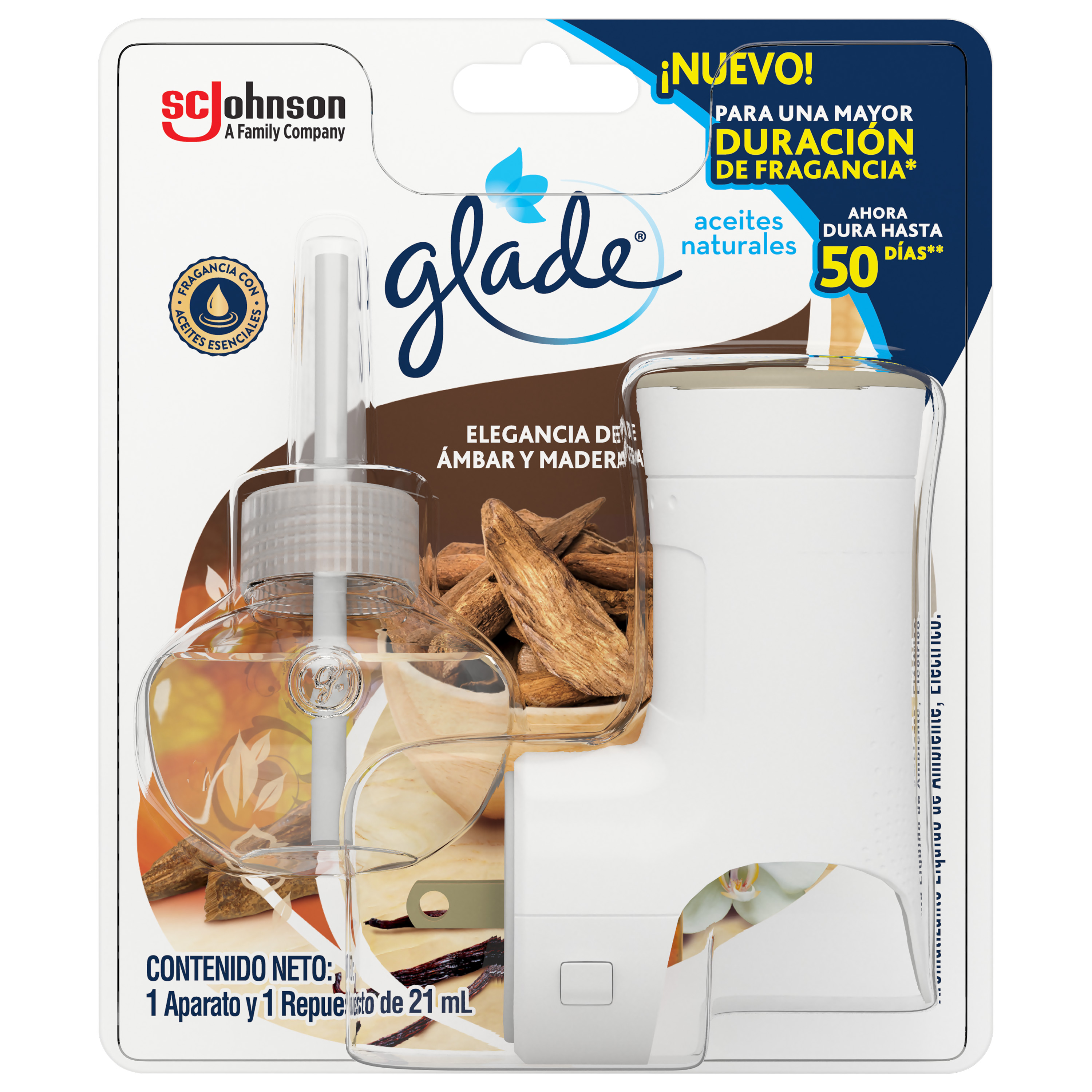 Glade® Aceites Naturales Elegancia de Ámbar & Madera
