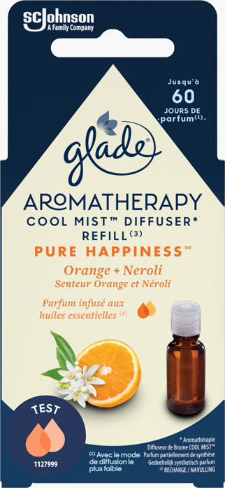 Glade® Aromatherapy - Recharge Huiles Essentielles Cool Mist - Pure Happiness Orange & Neroli