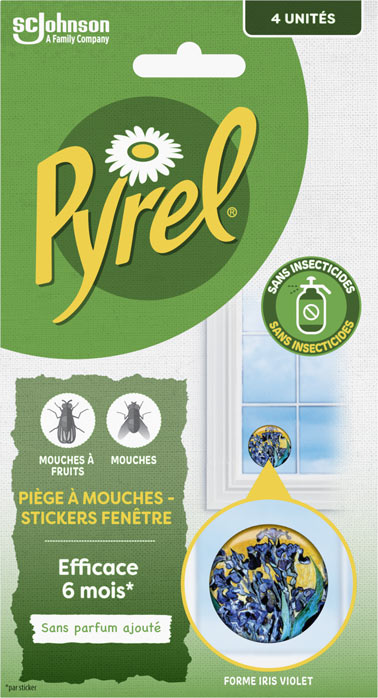 Pyrel® Piege a Mouches Sticker Fenetres Iris Violet