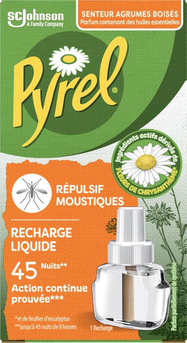 Pyrel® Recharge Liquide Repulsif Moustiques Agrumes Boises 45 Nuits 32 ML