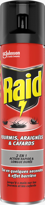 Insecticide effet barrière fourmis, araignées et cafards aérosol, Raid (400  ml)