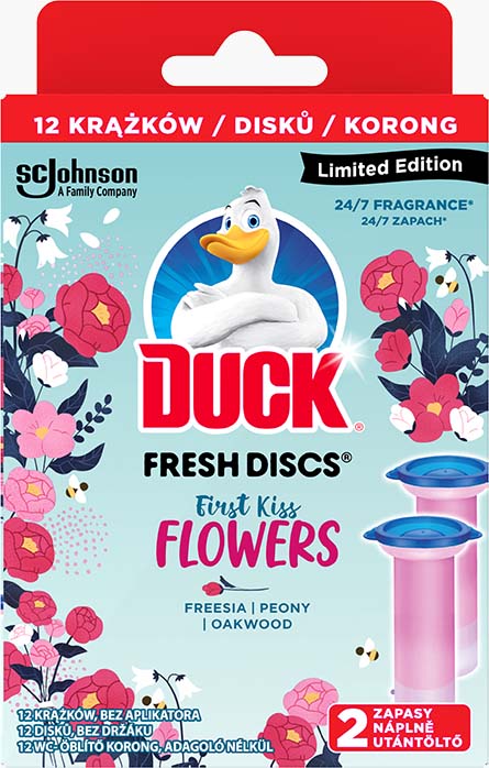 Duck® Fresh Discs® 2 darabos WC-öblítő korong utántöltő First Kiss Flowers