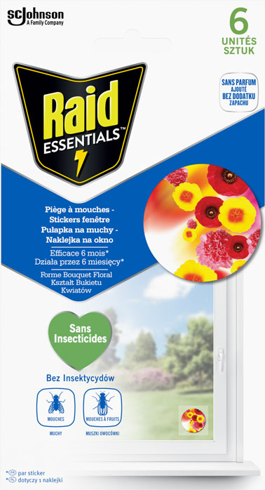 Raid® Essentials Pułapka na muchy, naklejka na okno w kształcie bukietu kwiatów