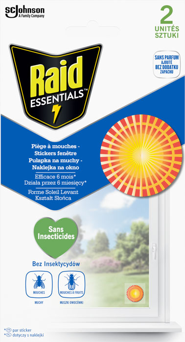 Raid® Essentials Pułapka na muchy, naklejka na okno w kształcie słońca
