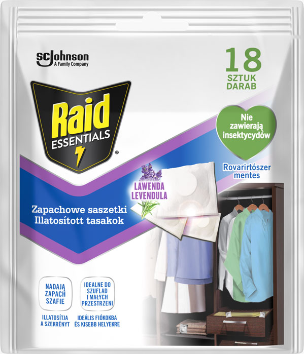 Raid® Essentials lawendowe saszetki zapachowe