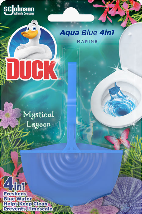 Duck® Aqua Blue 4 în 1 - Mystical Lagoon - aparat solid pentru toaletă 