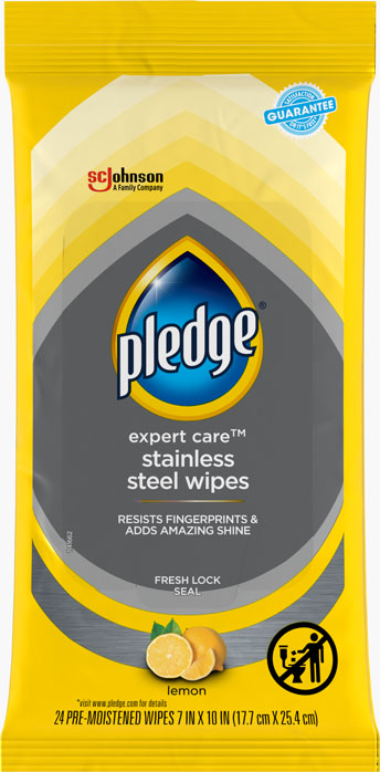 Pledge® Expert Care™ Stainless Steel Wipes Lemon