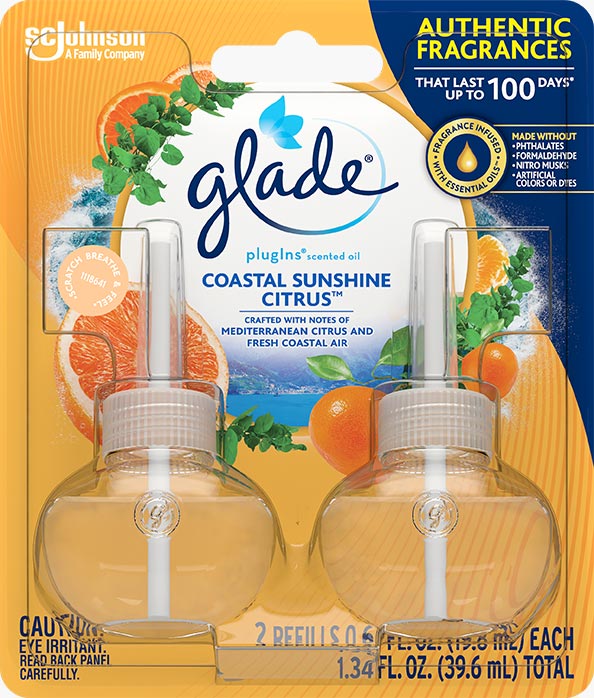 Glade® Coastal Sunshine Citrus PlugIns® Scented Oil Refills