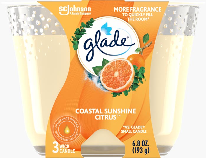 Glade® Coastal Sunshine Citrus™ 3-Wick Candle
