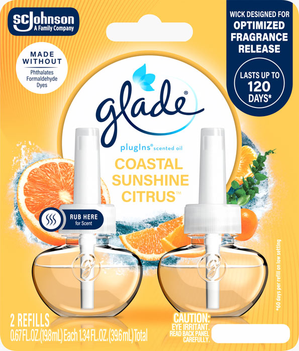 Glade® Coastal Sunshine Citrus PlugIns® Scented Oil Refills
