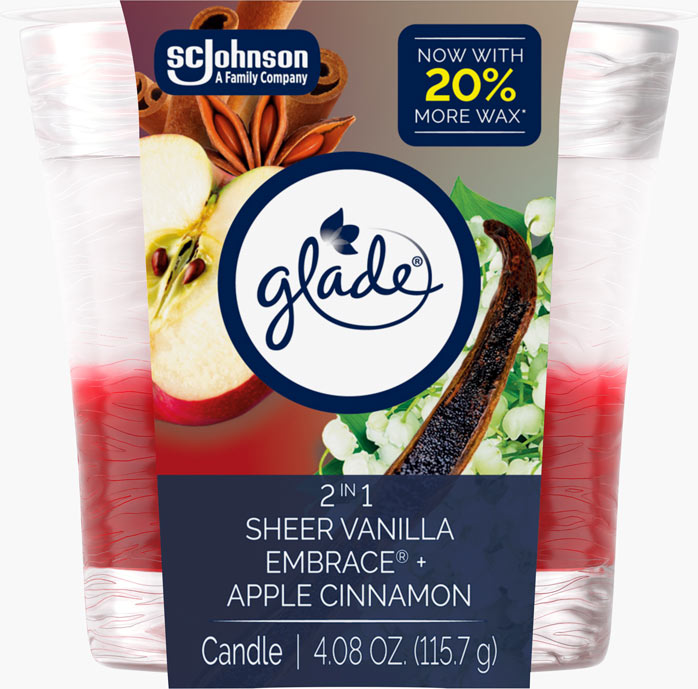 Glade® Sheer Vanilla Embrace & Apple Cinnamon 2in1 Candle