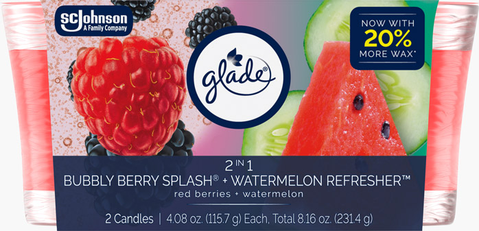 Glade® Bubbly Berry Splash® & Watermelon Refresher™ 2in1 Candle Twin Pack