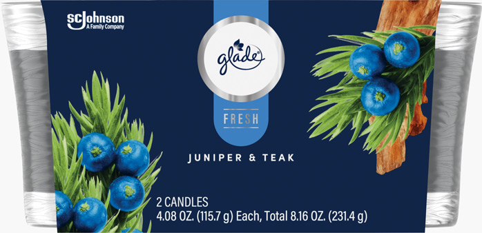 Glade® Fresh Juniper & Teak Candle Twin Pack