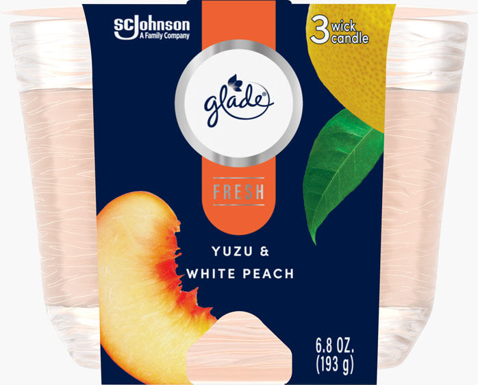 Glade® Fresh Yuzu & White Peach 3-Wick Candle