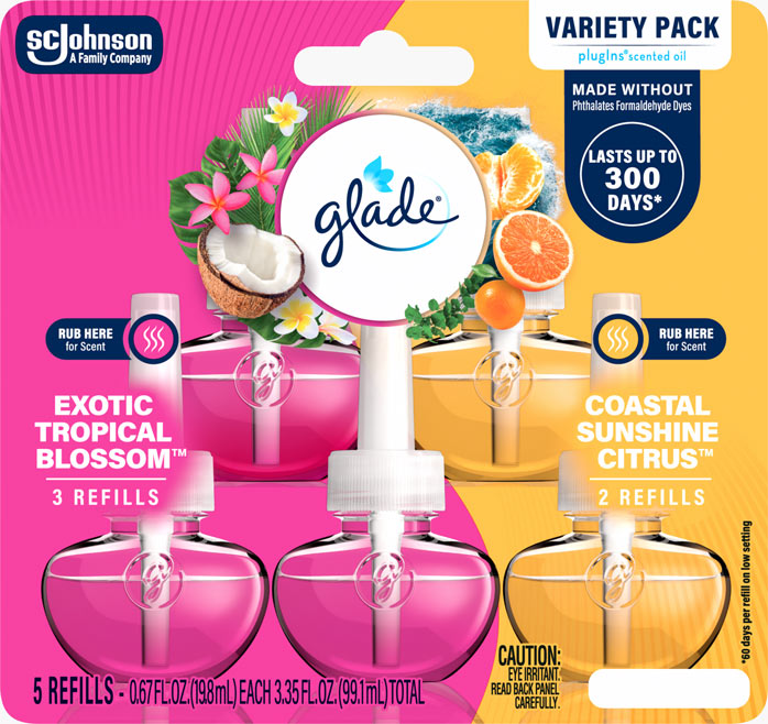 Glade® Exotic Tropical Blossoms™ and Coastal Sunshine Citrus™ PlugIns® Scented Oil Refills