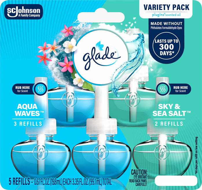 Glade® Aqua Waves™ and Sky & Sea Salt™ PlugIns® Scented Oil Refills