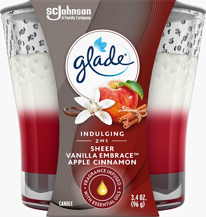 Glade® Sheer Vanilla Embrace & Apple Cinnamon 2n1 Candle